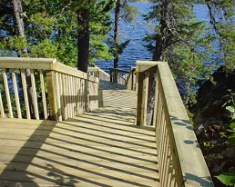 Deck stairs down to water