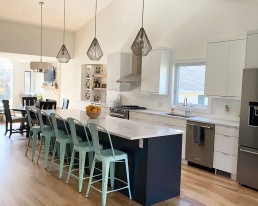 Renovated kitchen island seating